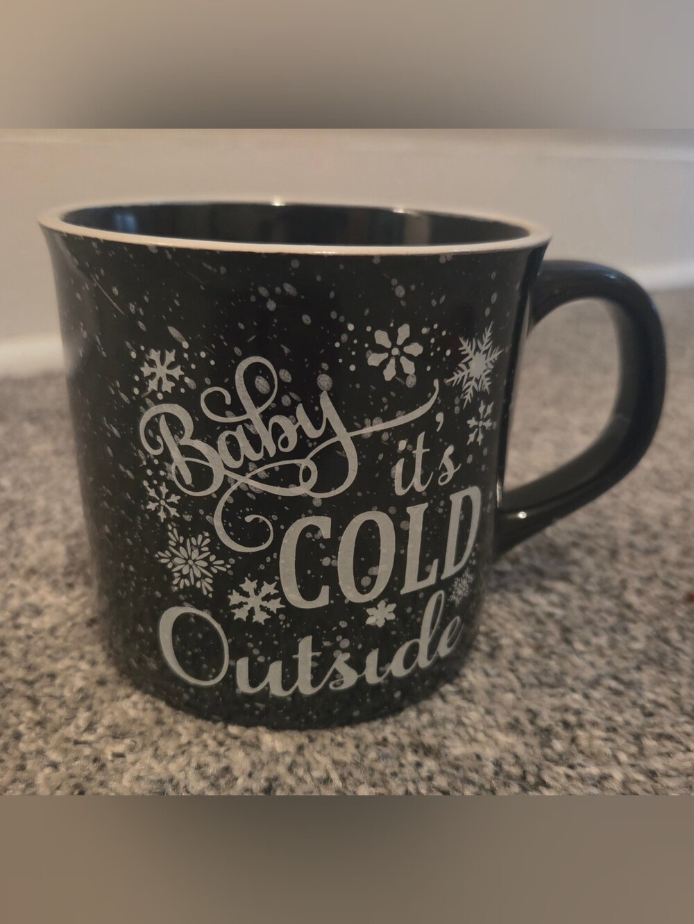 "Baby It's Cold Outside" Black Ceramic Holiday Coffee Mug